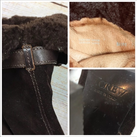 J Crew Italy shearling cuff suede boots sz 7 - Picture 9 of 9